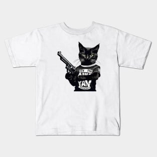 Crazy Cat Pew Pew Madafakas Vintage Funny Cat Owners Kids T-Shirt